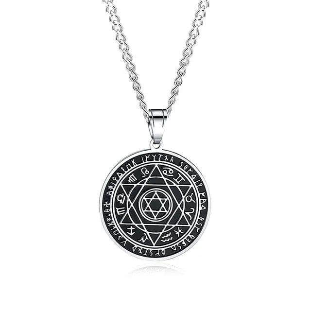 Mens's Necklace Stainless Steel Gold Color The Seals Of The Seven Archangels Sigil Pendant Haniel Michael Gabriel Sign