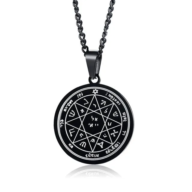 Mens's Necklace Stainless Steel Gold Color The Seals Of The Seven Archangels Sigil Pendant Haniel Michael Gabriel Sign