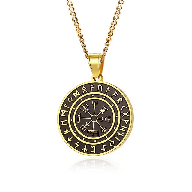 Mens's Necklace Stainless Steel Gold Color The Seals Of The Seven Archangels Sigil Pendant Haniel Michael Gabriel Sign