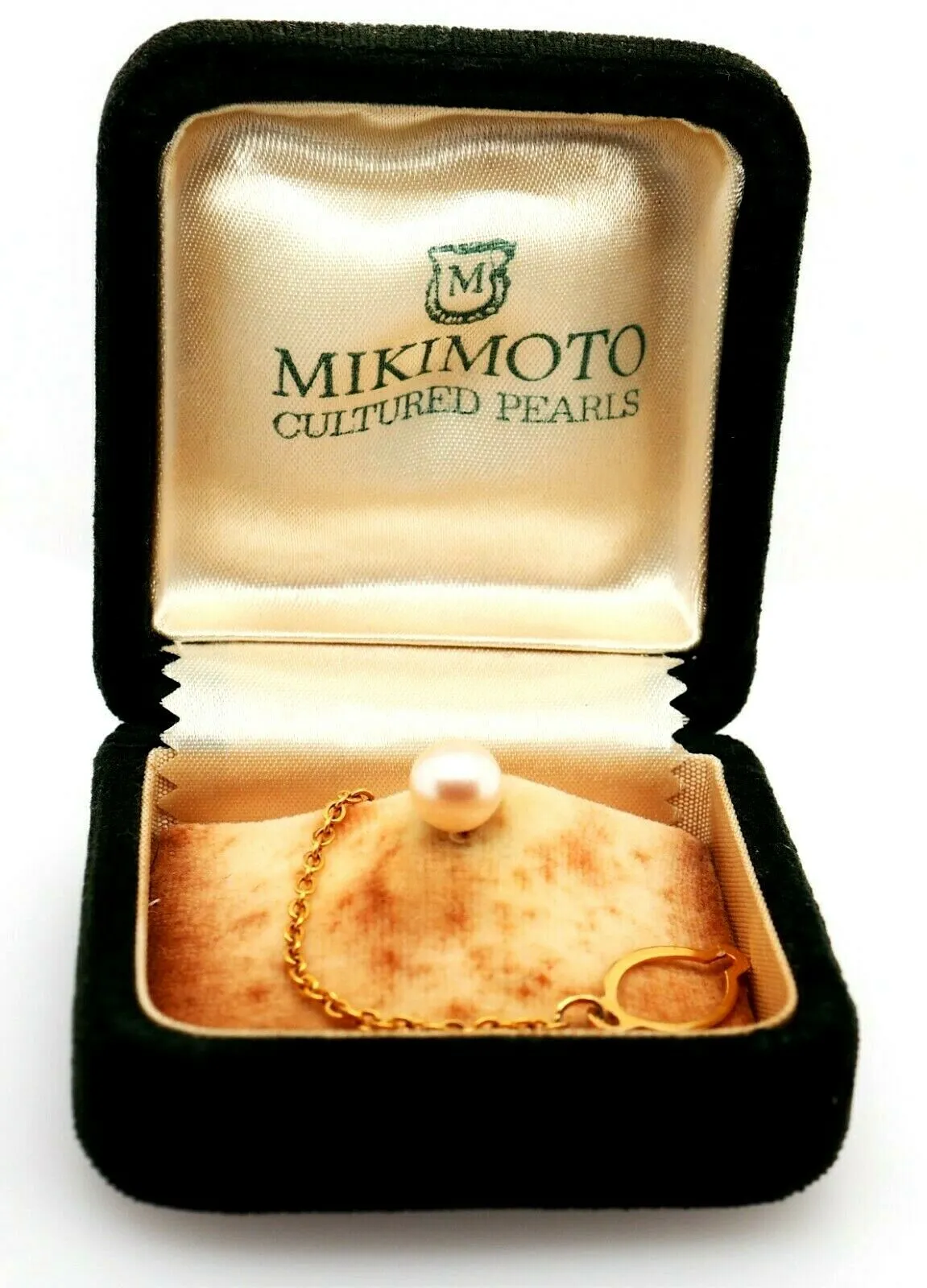 Mikimoto Pearl 14ct Yellow Gold Pin & Yellow Gold Plated Fitting Mikimoto Box