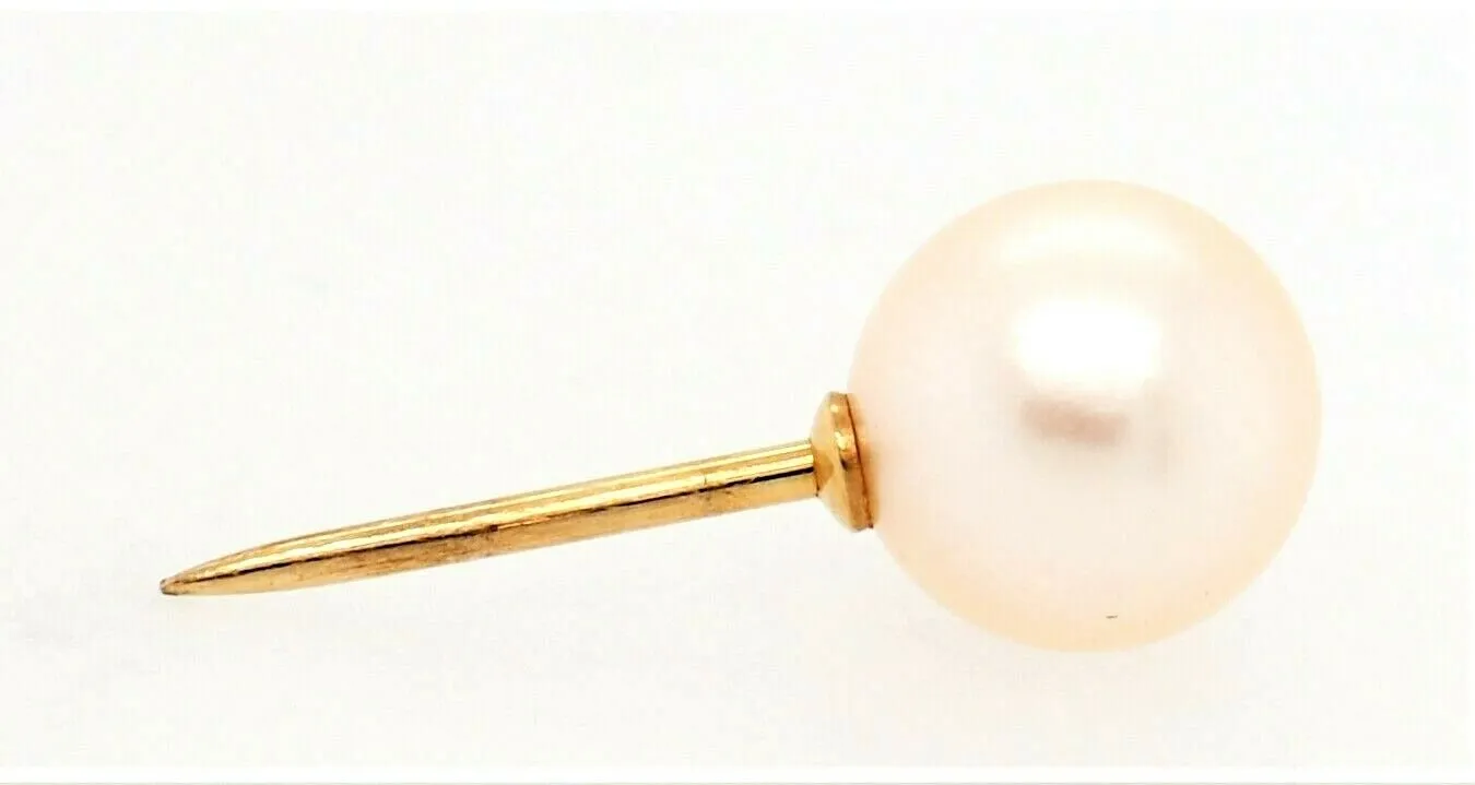 Mikimoto Pearl 14ct Yellow Gold Pin & Yellow Gold Plated Fitting Mikimoto Box