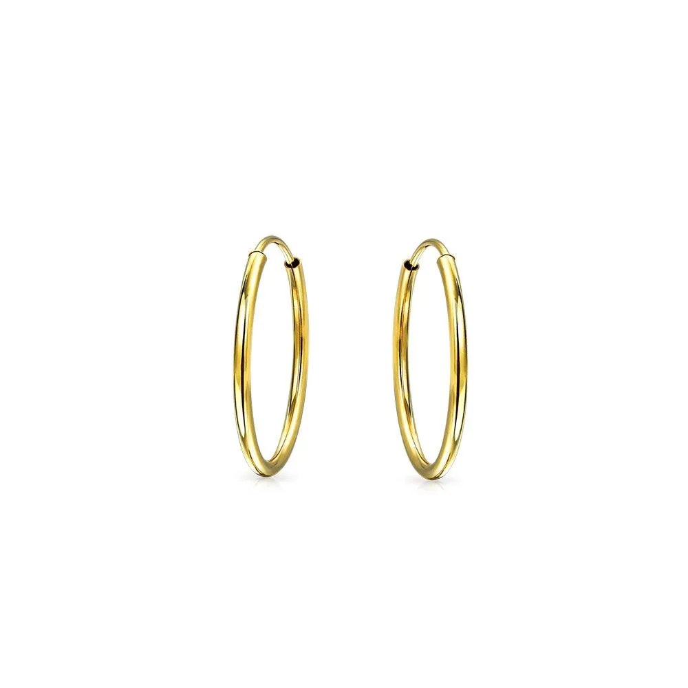 Minimalist Tiny 14K Gold Hoop Huggie Earrings Endless Cartilage Circle Design