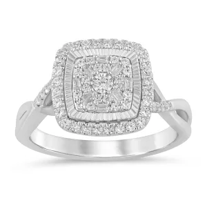 Miracle Halo Square Look Ring with 0.35ct of Diamonds in 9ct White Gold