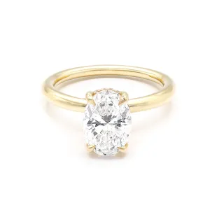 Moissanite Oval Hidden Halo Ring - 18ct Gold