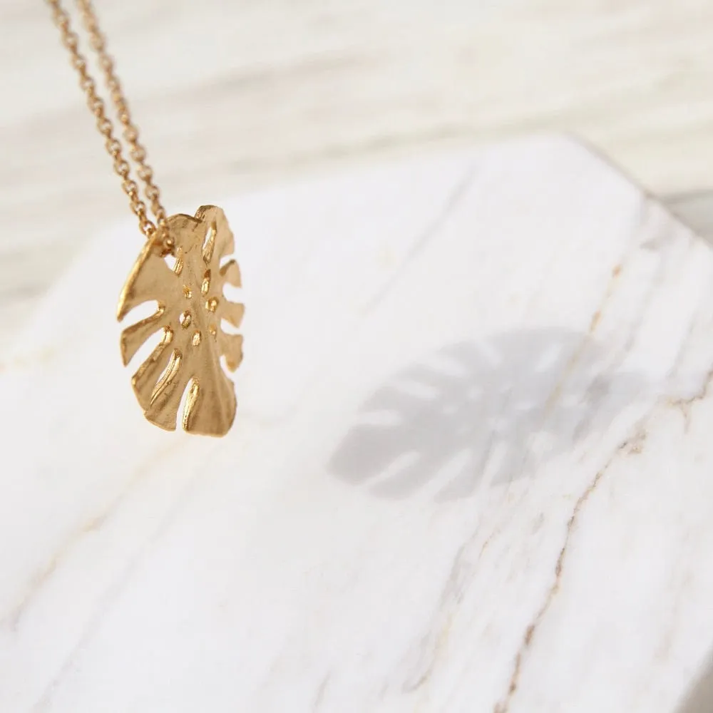 Monstera Single Leaf Pendant Necklace