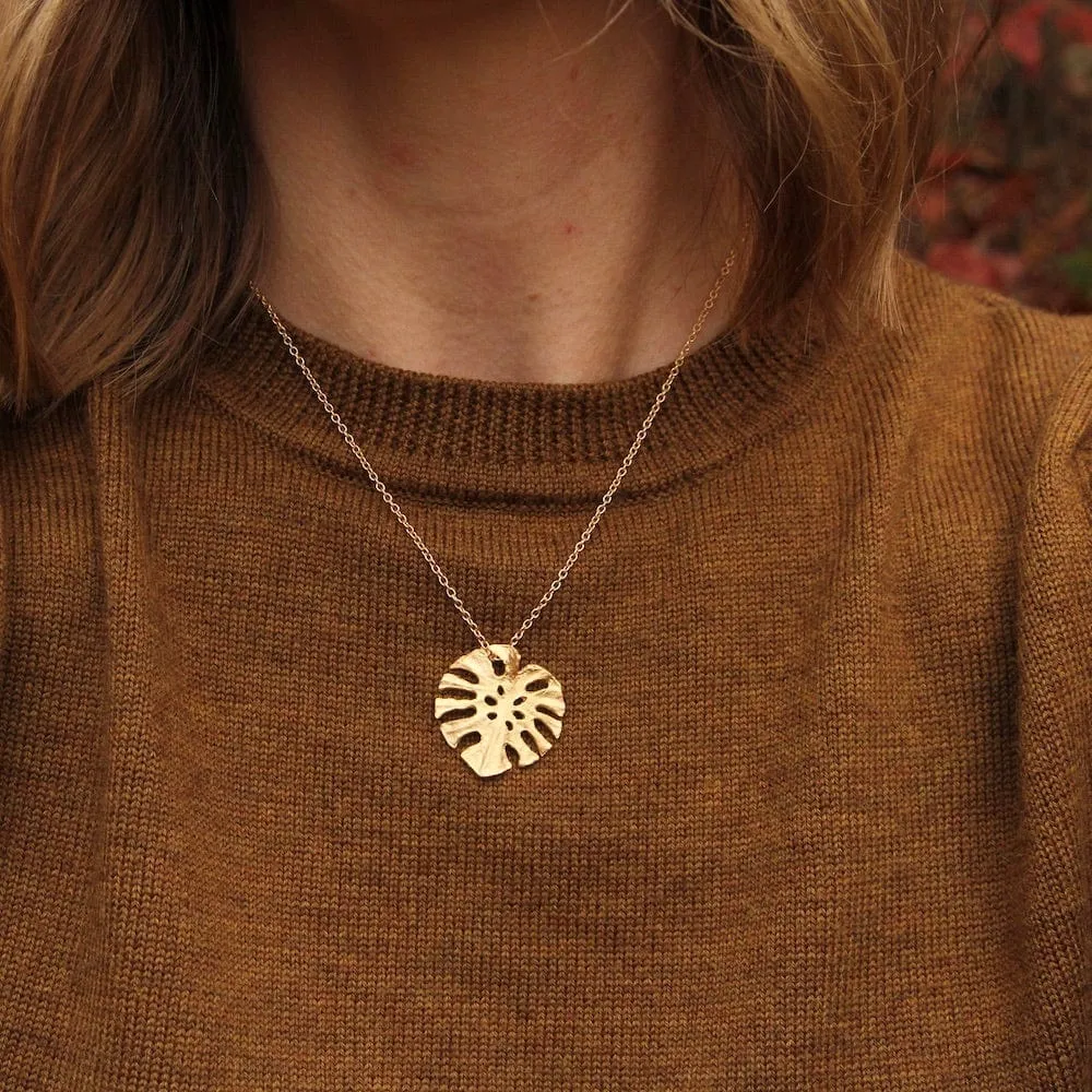 Monstera Single Leaf Pendant Necklace