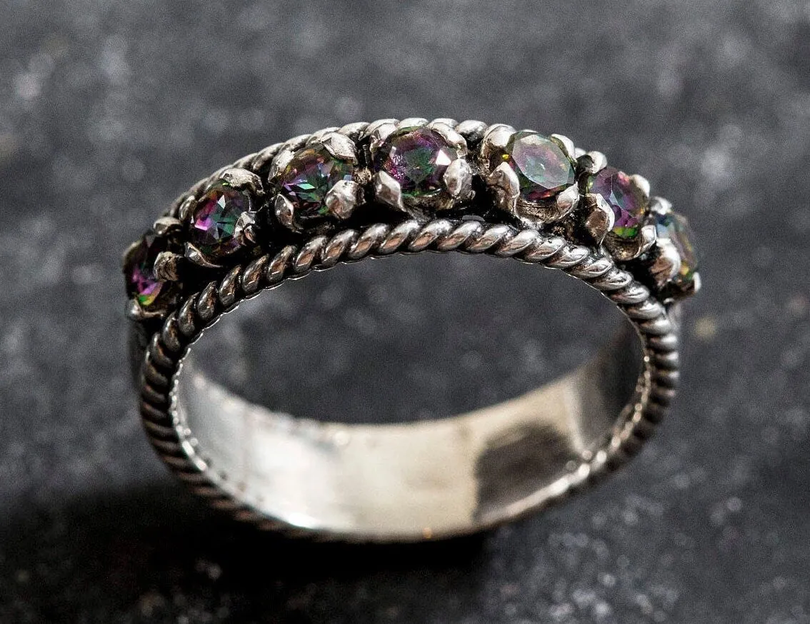 Mystic Topaz Ring - Half Eternity Band - Purple Vintage Ring