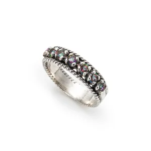 Mystic Topaz Ring - Half Eternity Band - Purple Vintage Ring