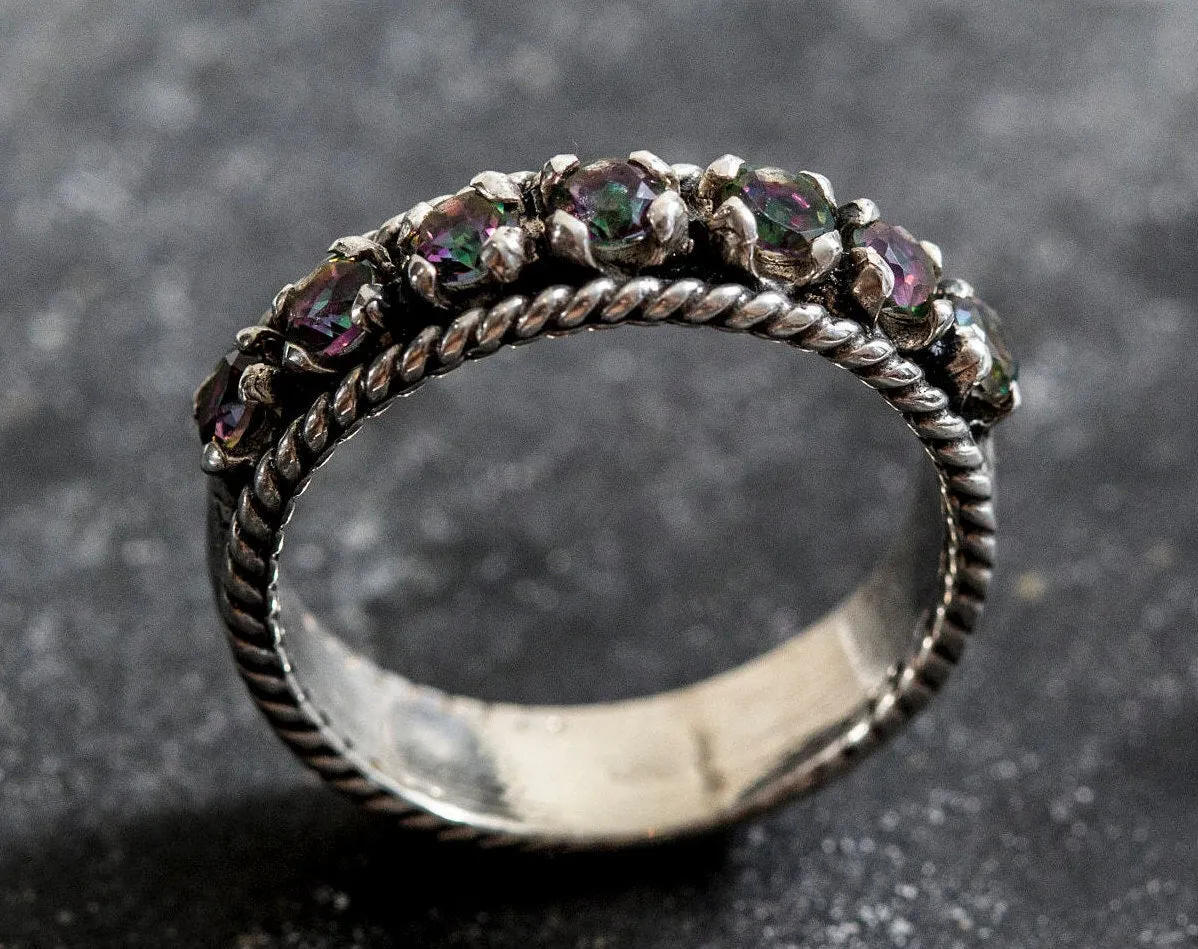 Mystic Topaz Ring - Half Eternity Band - Purple Vintage Ring