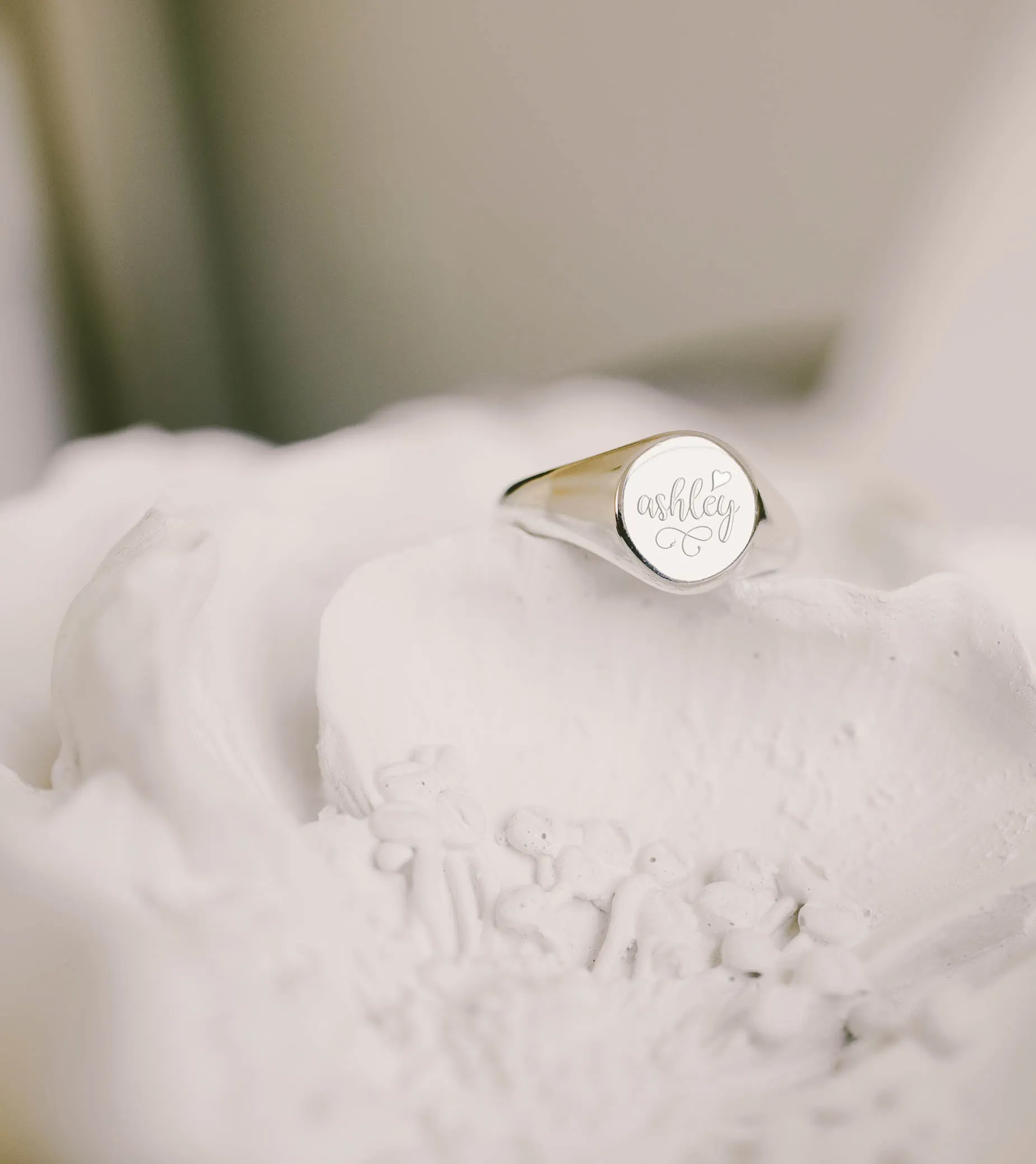 Name and Heart Signet Ring