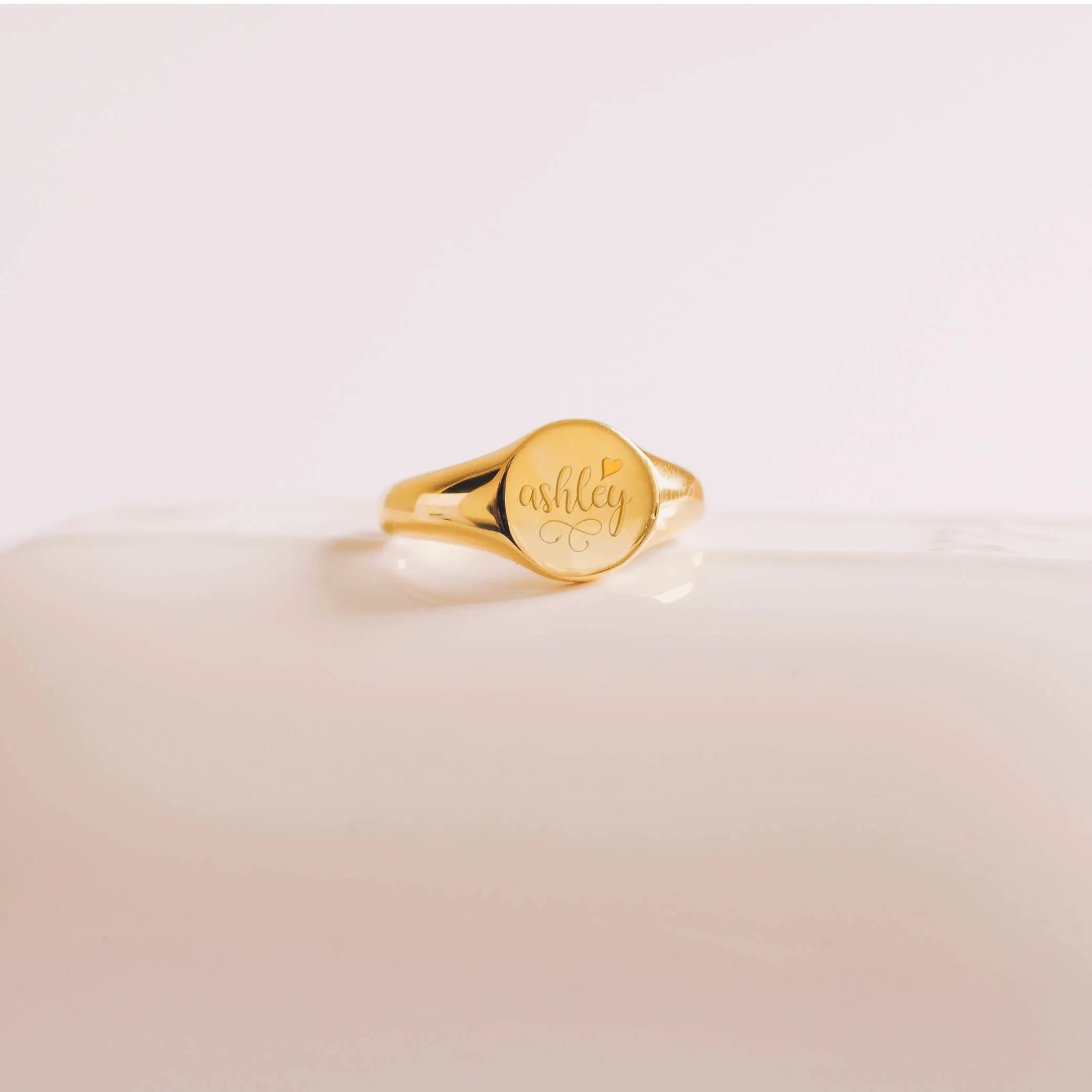 Name and Heart Signet Ring