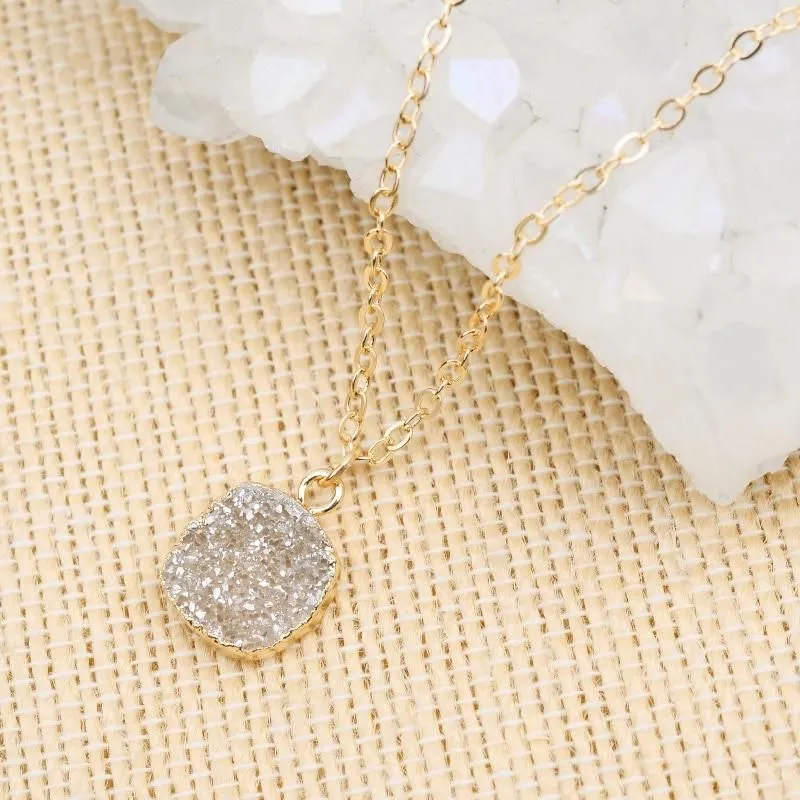 Necklaces Charm Jewelry Geometric Champagne Drusy Jewelry #NKS254