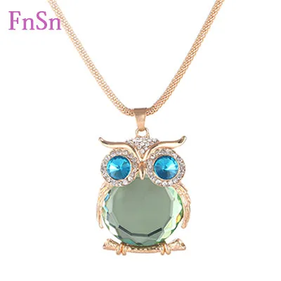 New 2017 Hot Summer choker Necklace&Pendant Owl Women Trendy Crystal Long Link Chain Zinc Alloy Gold Color Animal Jewellery Gift