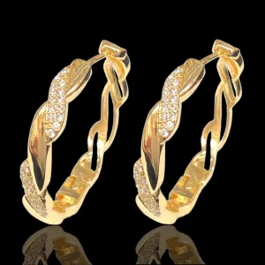 Oro Laminado Gold Filled Swiss Chic CZ Hoop Earrings