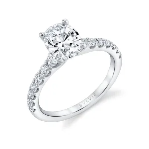 Oval Cut Classic Engagement Ring - Veronique Platinum White