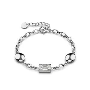 Oval Square Zirconia Bling Bracelet in White Gold