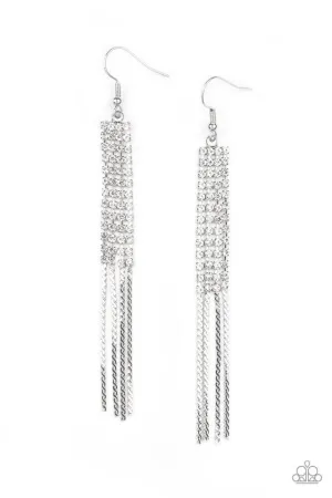 Paparazzi Earring ~ Rhinestone Romance - White