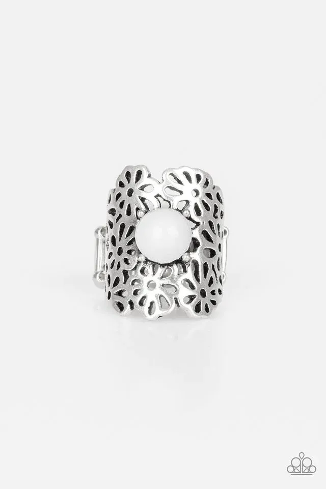 Paparazzi Ring ~ Flower Shower - White