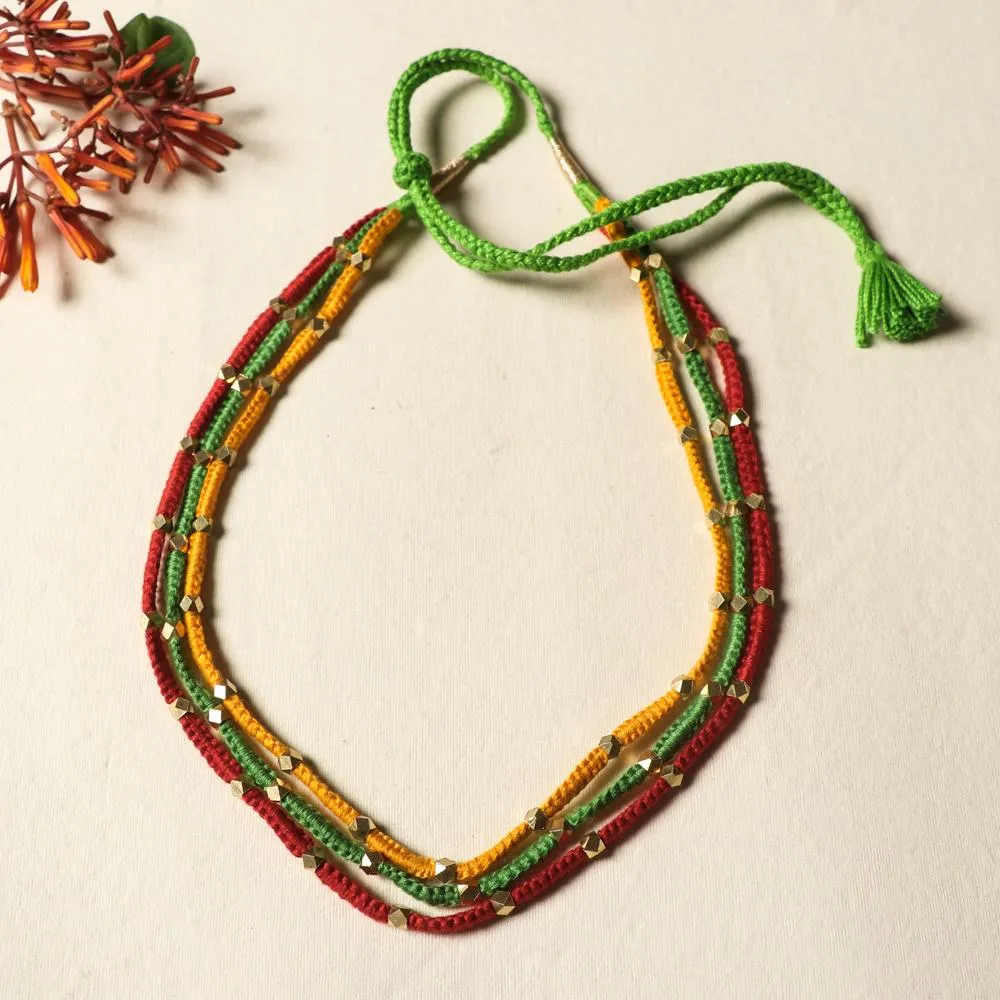 Patwa Thread & Brass   Bead Work Necklace, Rajasthan India