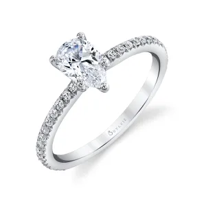 Pear Cut Classic Engagement Ring - Adorlee Platinum White