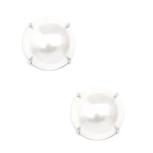 Pearl Stud Earring w/ Rhodium Setting