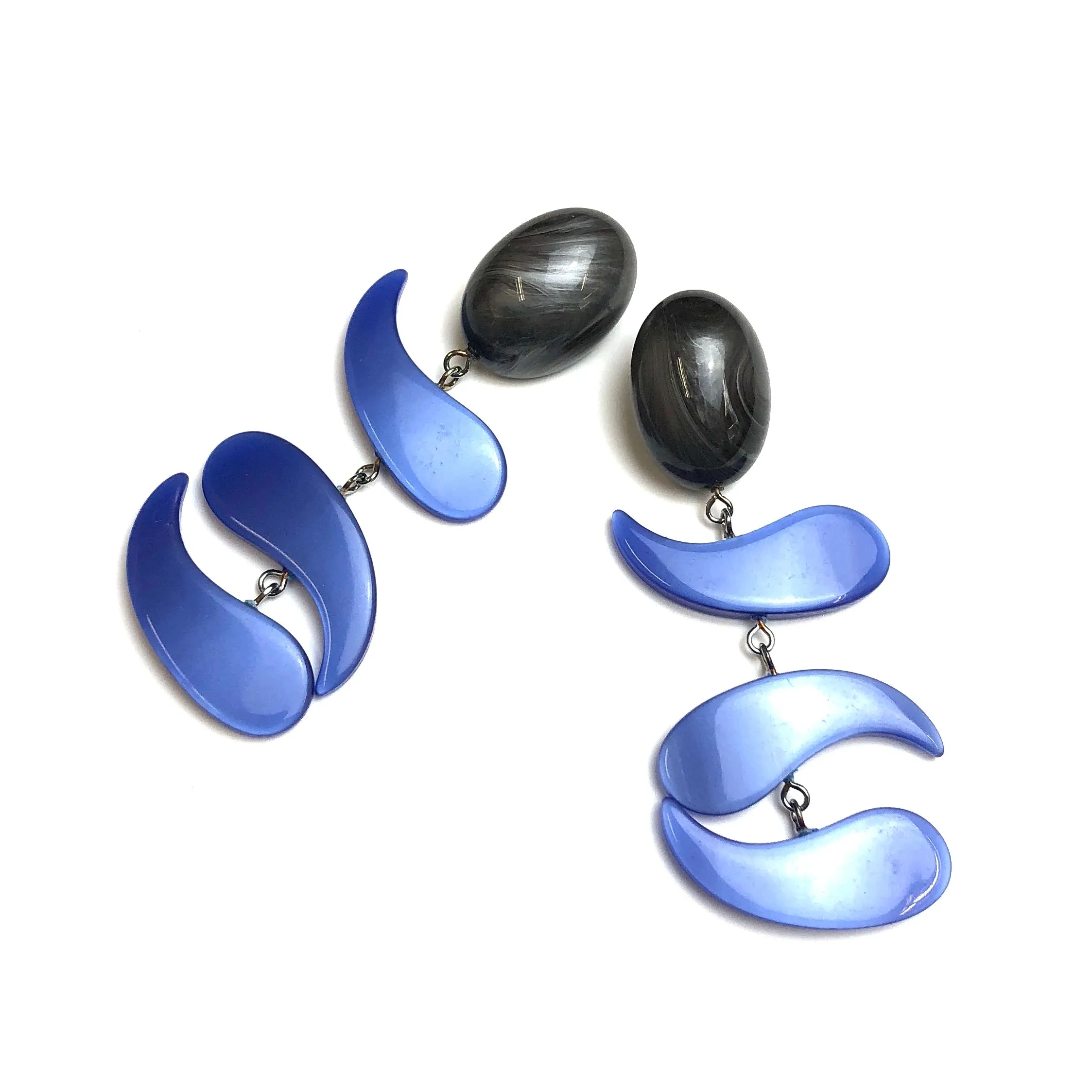 Periwinkle & Charcoal Moonglow Statement Earrings