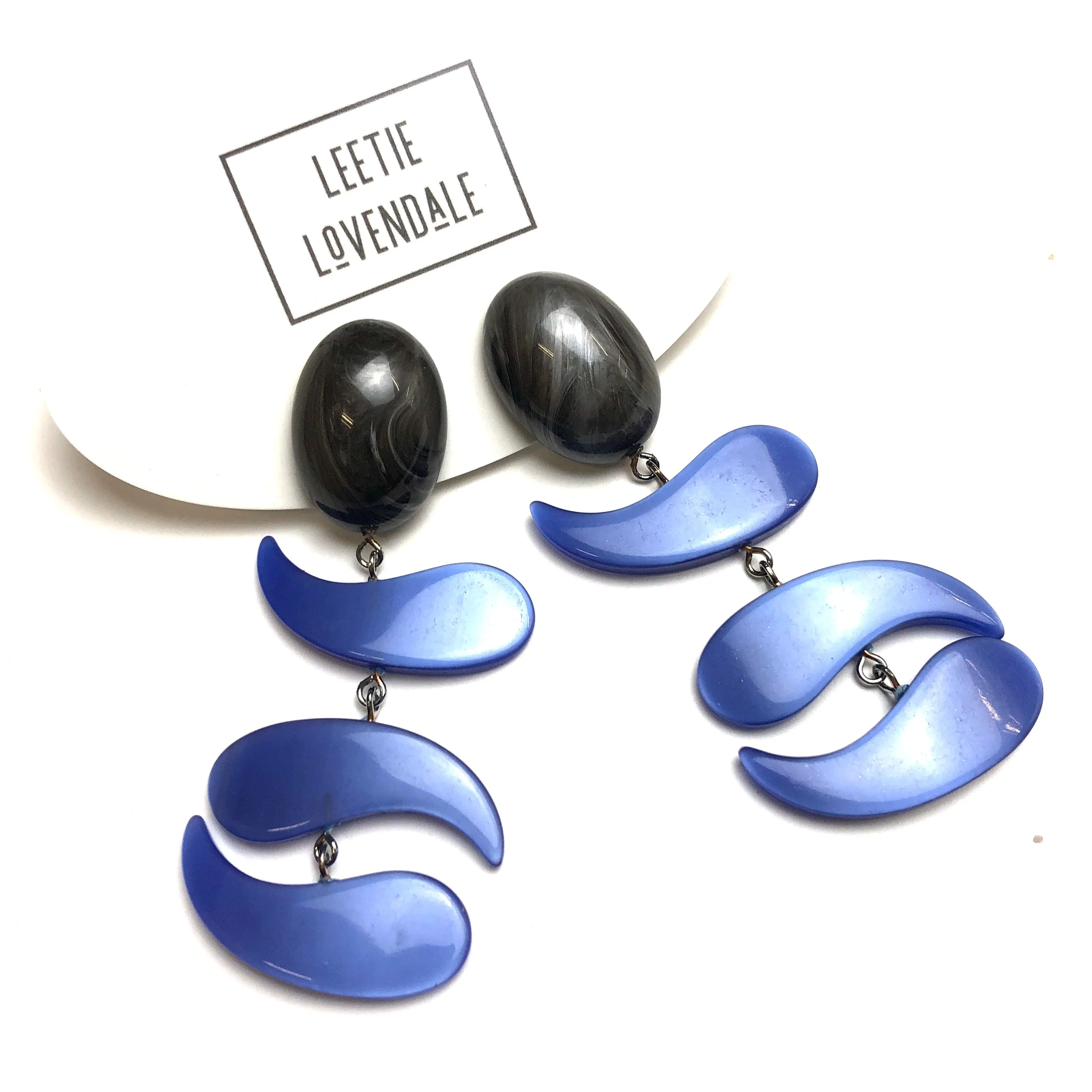 Periwinkle & Charcoal Moonglow Statement Earrings