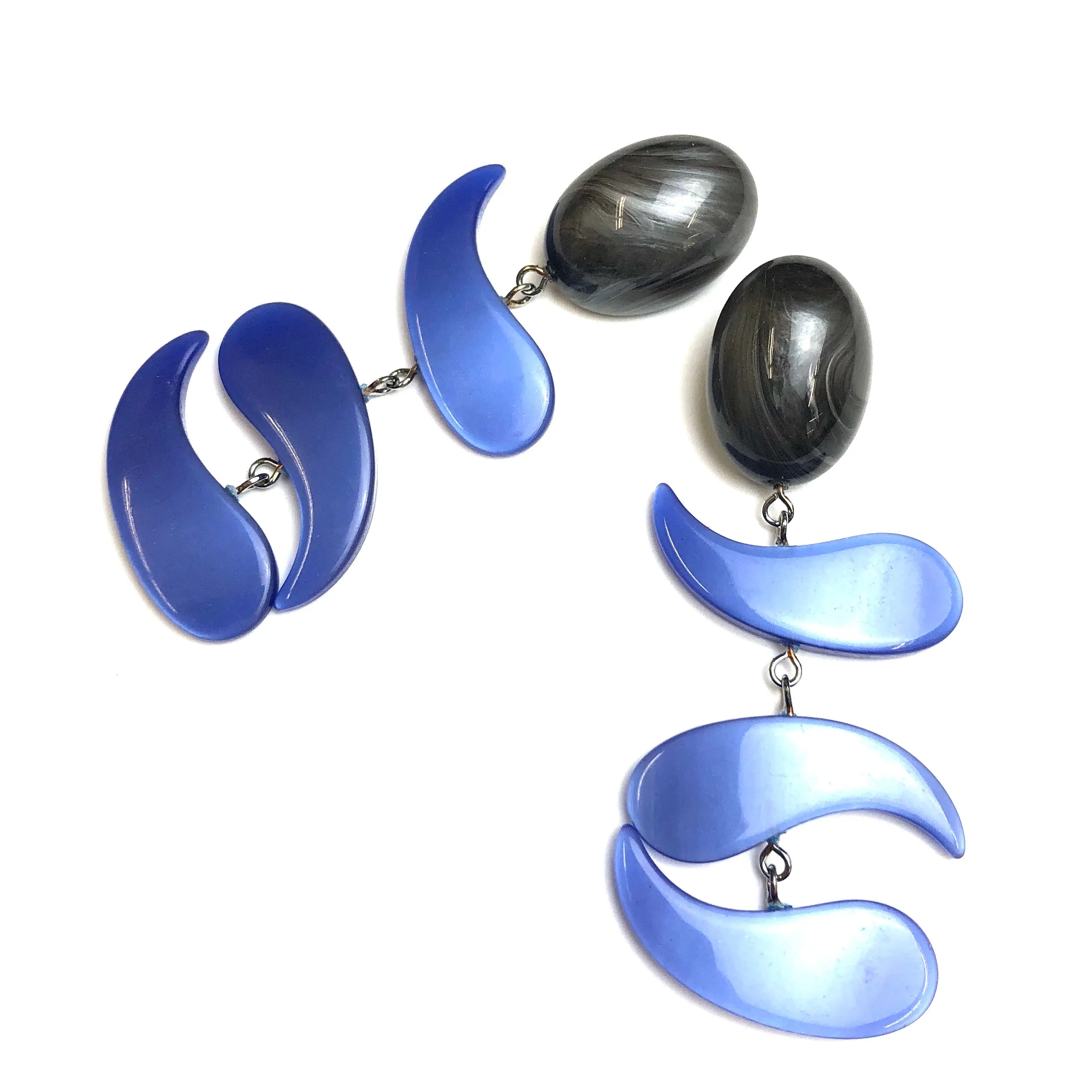 Periwinkle & Charcoal Moonglow Statement Earrings