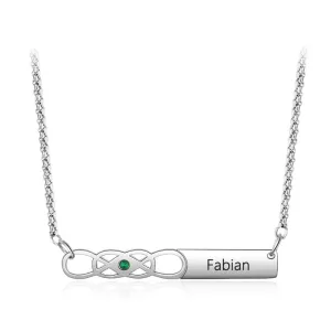 Personalized Stainless Steel Infinity Necklace With Birthstone And Engrave Name Pendant For Women, Trendy Gift