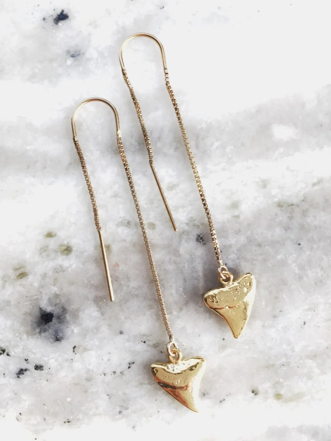 Petite Gold Shark Tooth Threader Earrings - Mano Petite