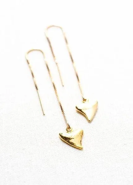 Petite Gold Shark Tooth Threader Earrings - Mano Petite