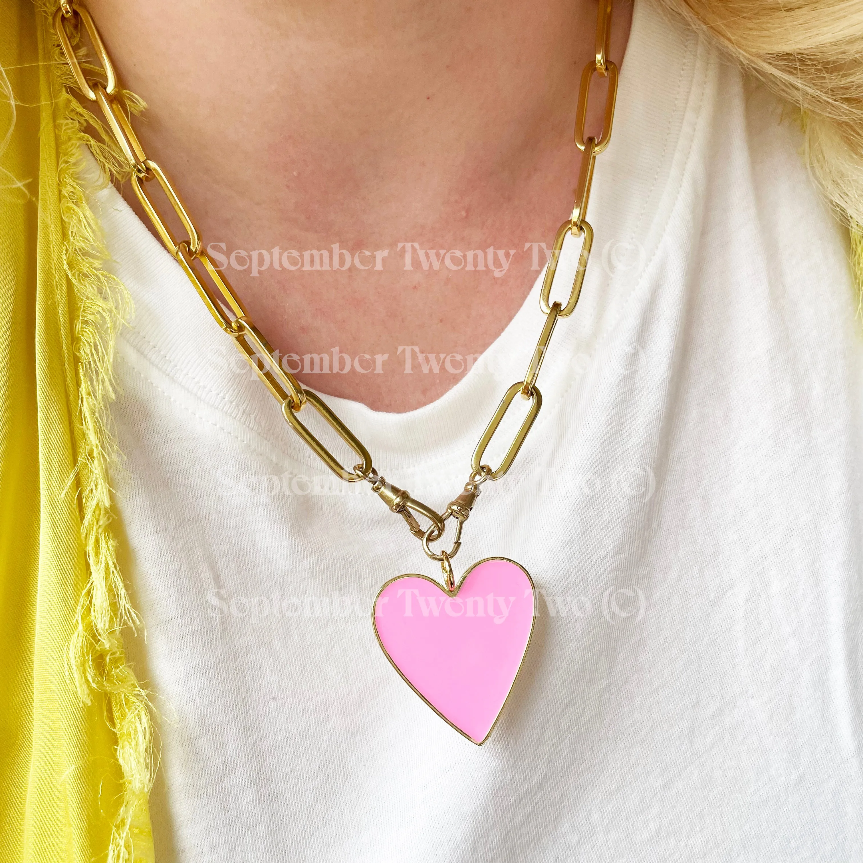 Pink Heart Gold Necklace