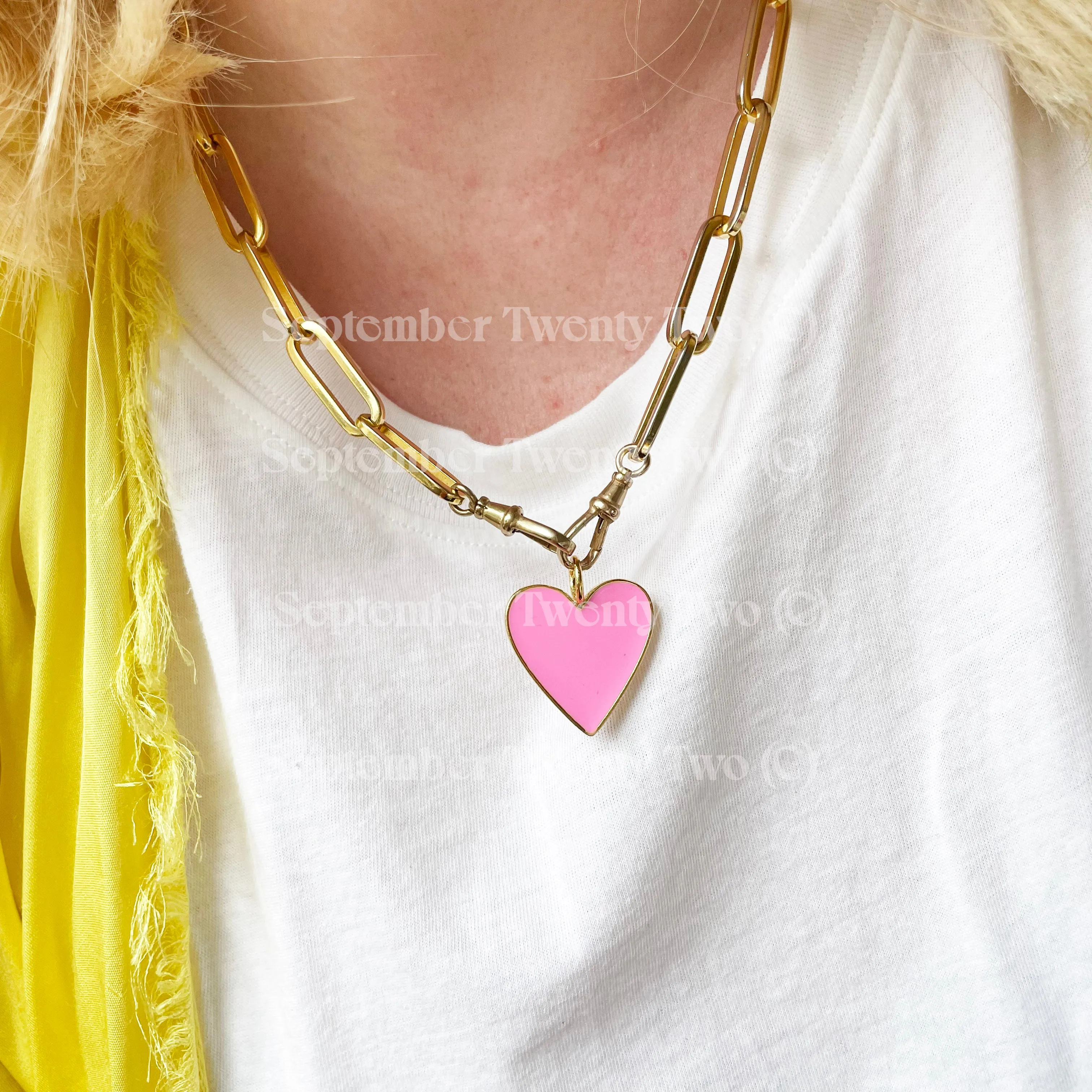 Pink Heart Gold Necklace