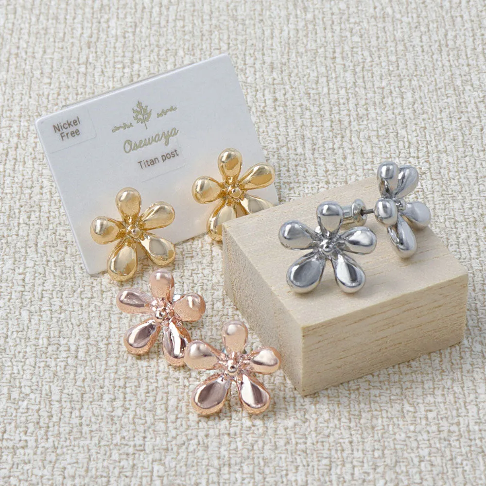 Polished Flower Medium Studs