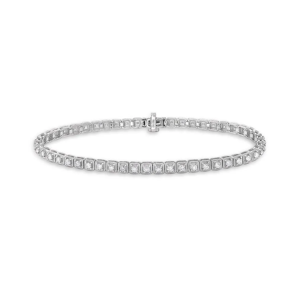 Ready to Ship Diamond Square Bezel Tennis Bracelet (1.50 ct.) 1.75 mm 4-Prongs Setting in 14K Gold