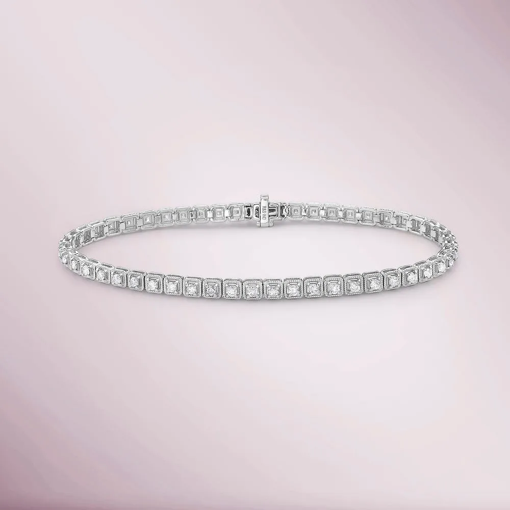 Ready to Ship Diamond Square Bezel Tennis Bracelet (1.50 ct.) 1.75 mm 4-Prongs Setting in 14K Gold