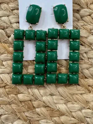 Rectangle Acrylic Earrings in Green