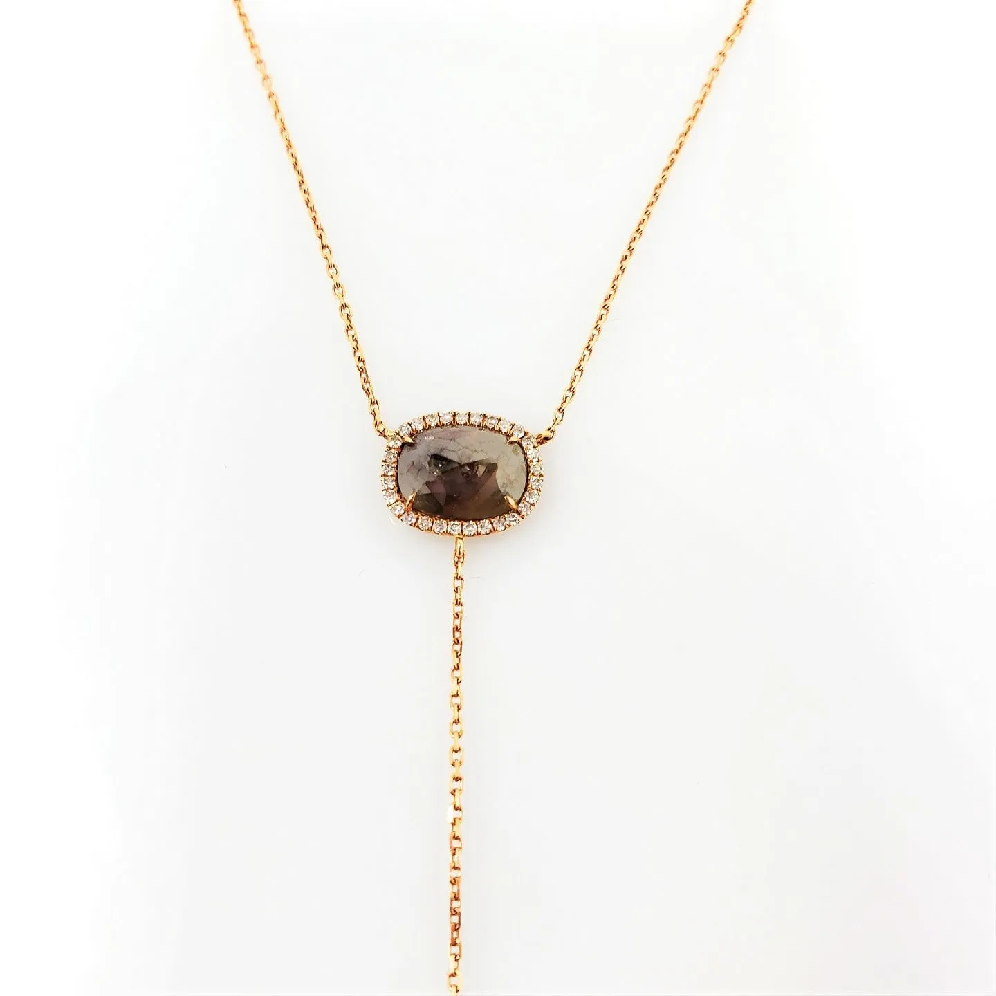 Rose Gold Rough Diamond Lavalier Necklace