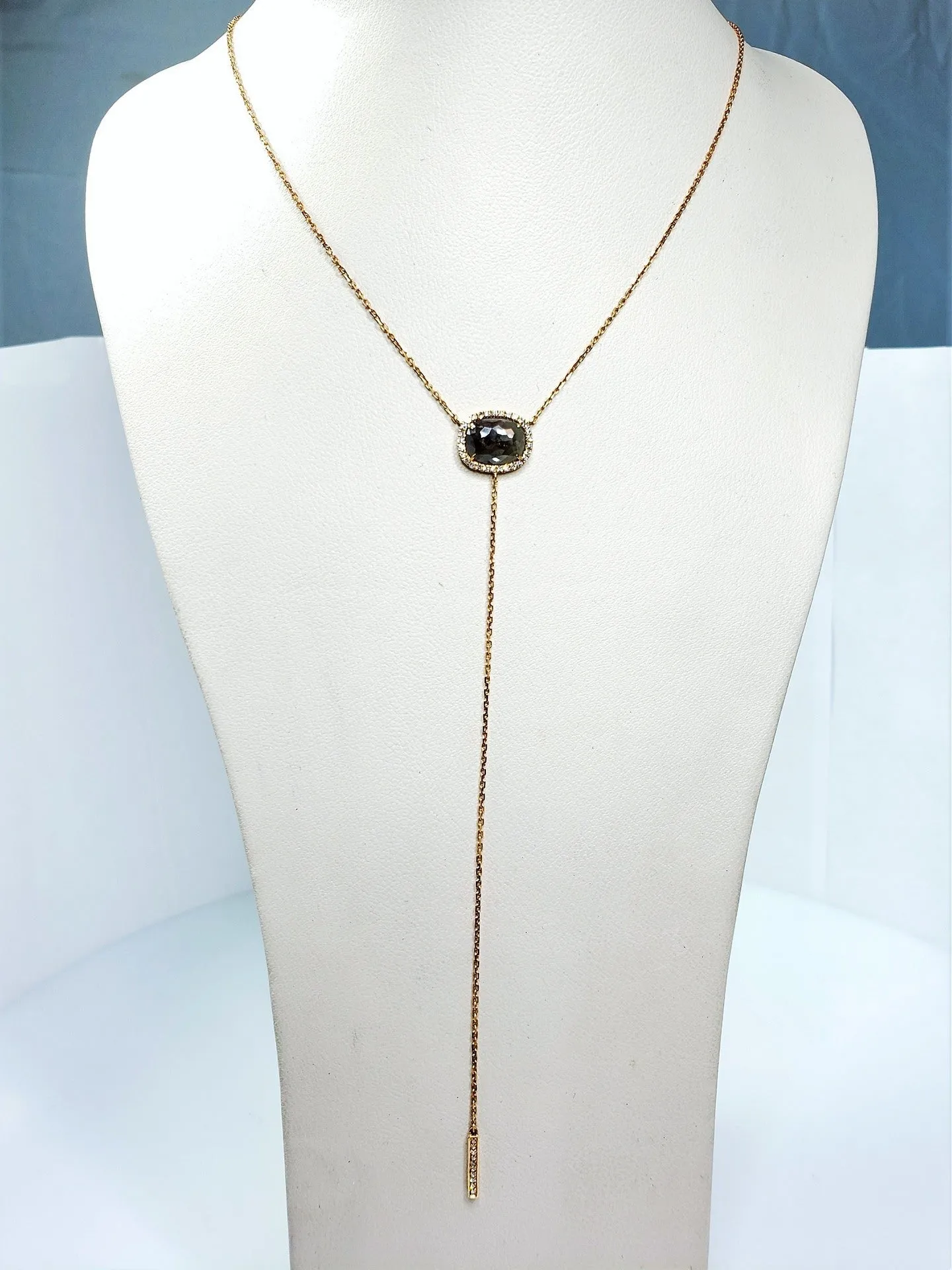 Rose Gold Rough Diamond Lavalier Necklace