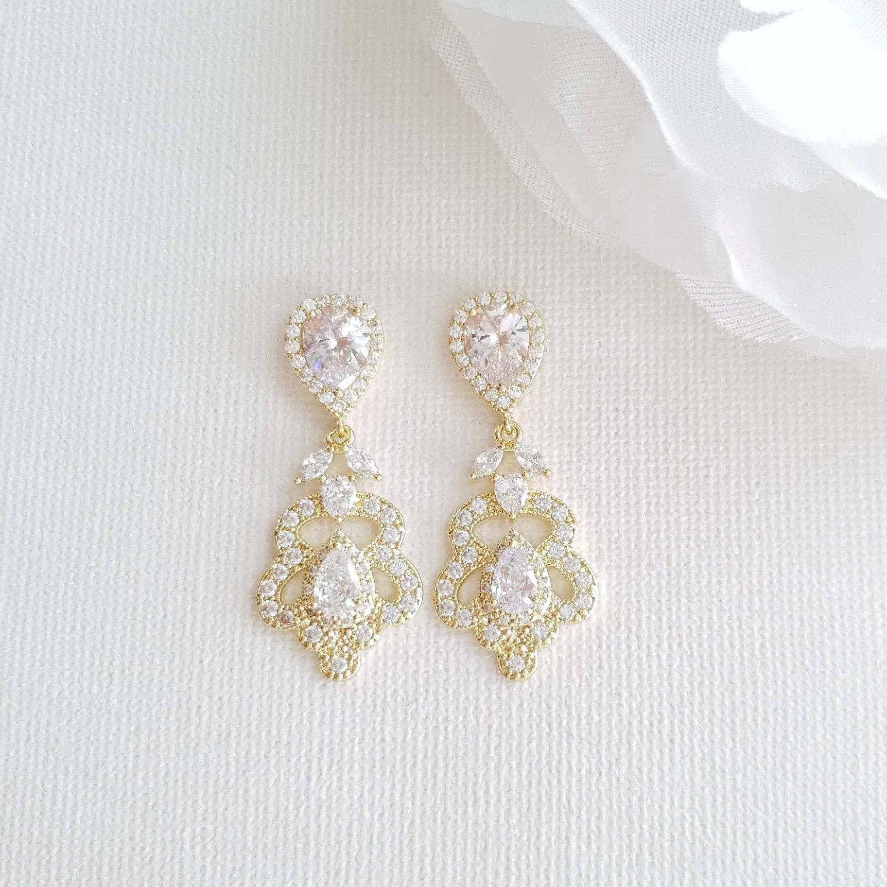 Rose Gold Vintage Earrings for Brides- Norma