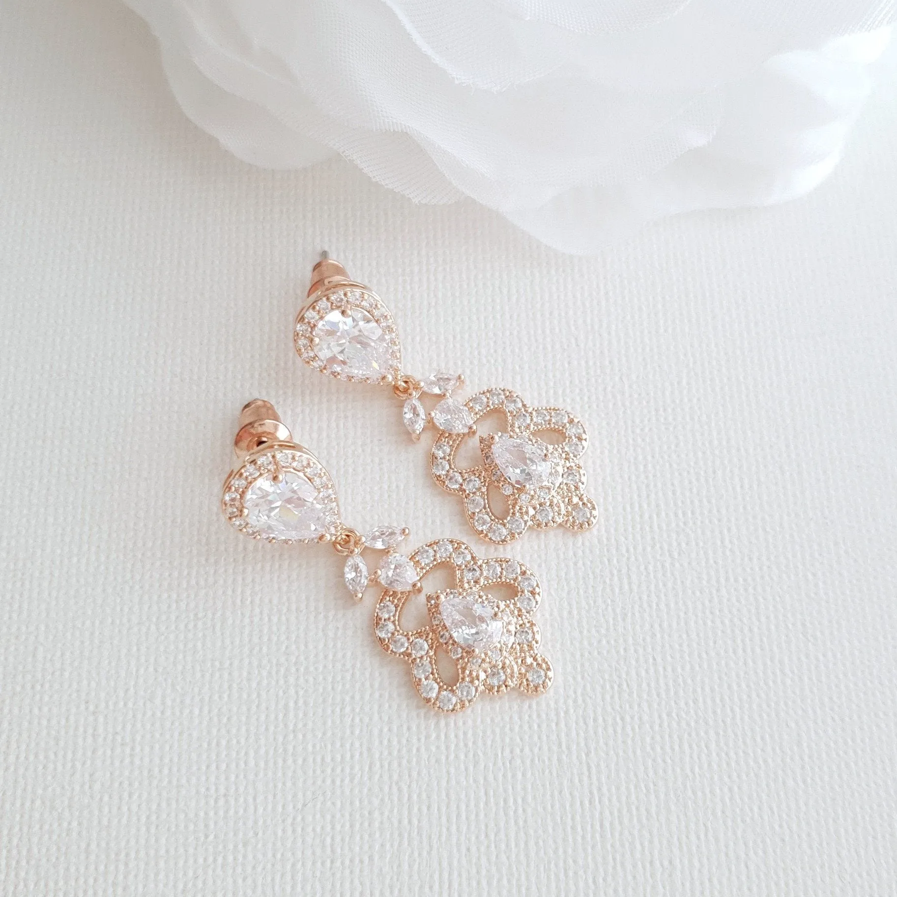 Rose Gold Vintage Earrings for Brides- Norma