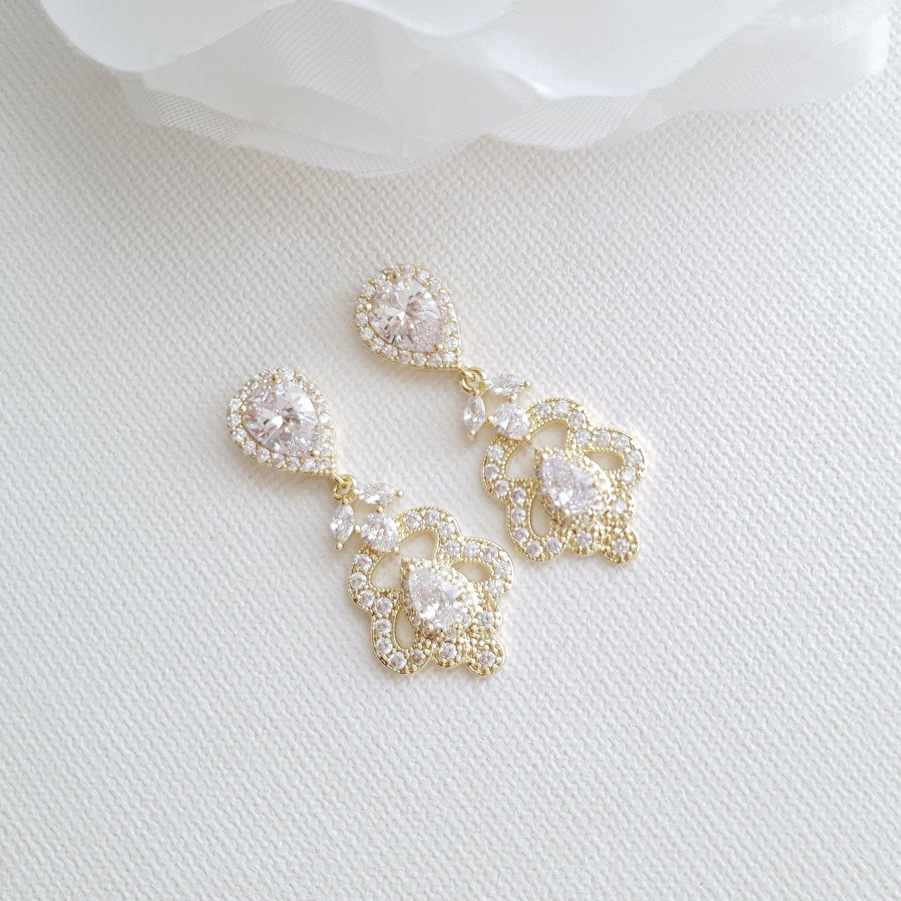 Rose Gold Vintage Earrings for Brides- Norma