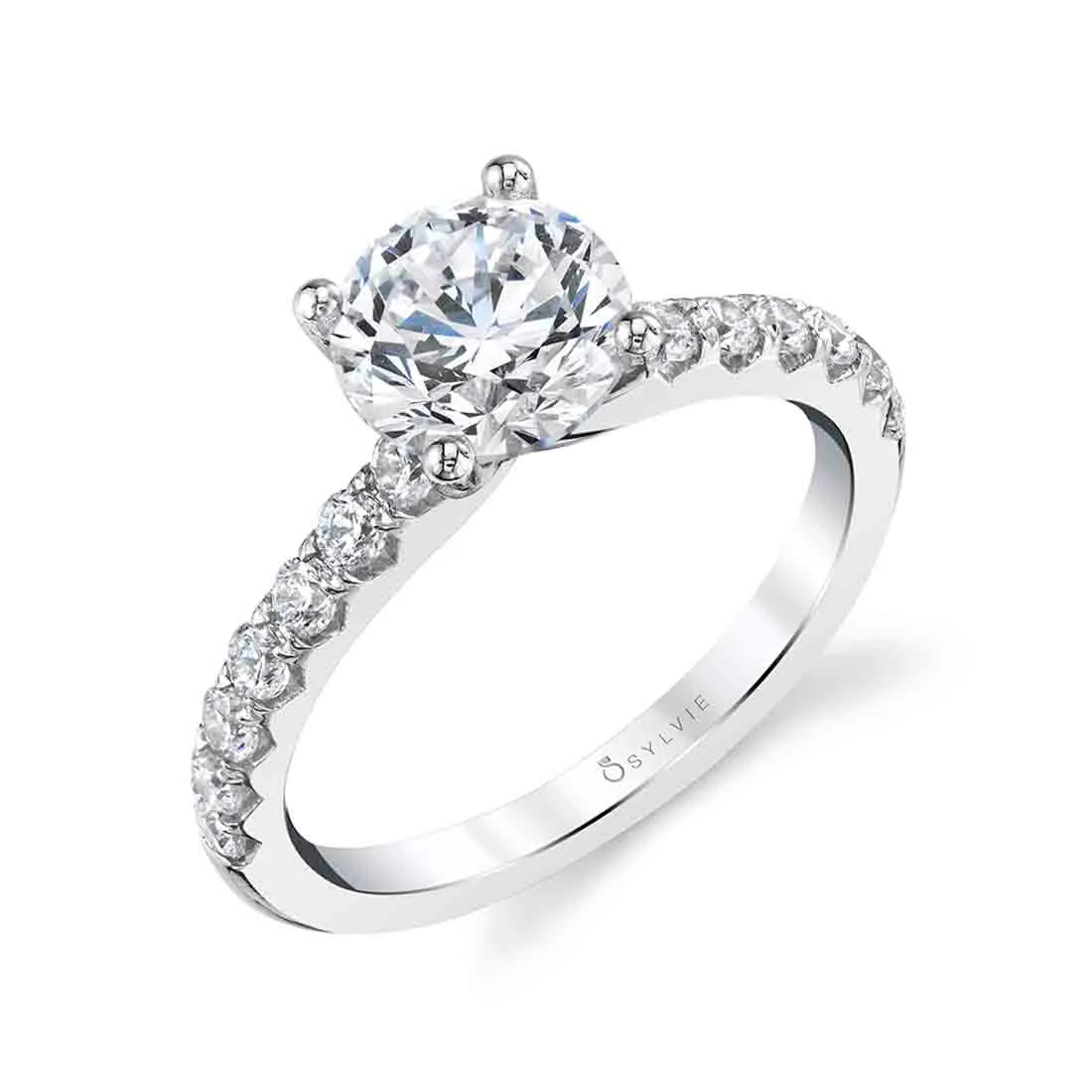 Round Cut Classic Engagement Ring - Aimee Platinum White