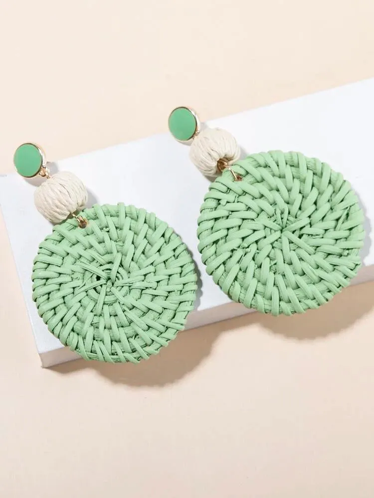 Round Drop Rattan Earrings #B-049