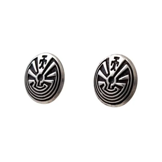 Round "Maze" Hopi Overlay Earrings