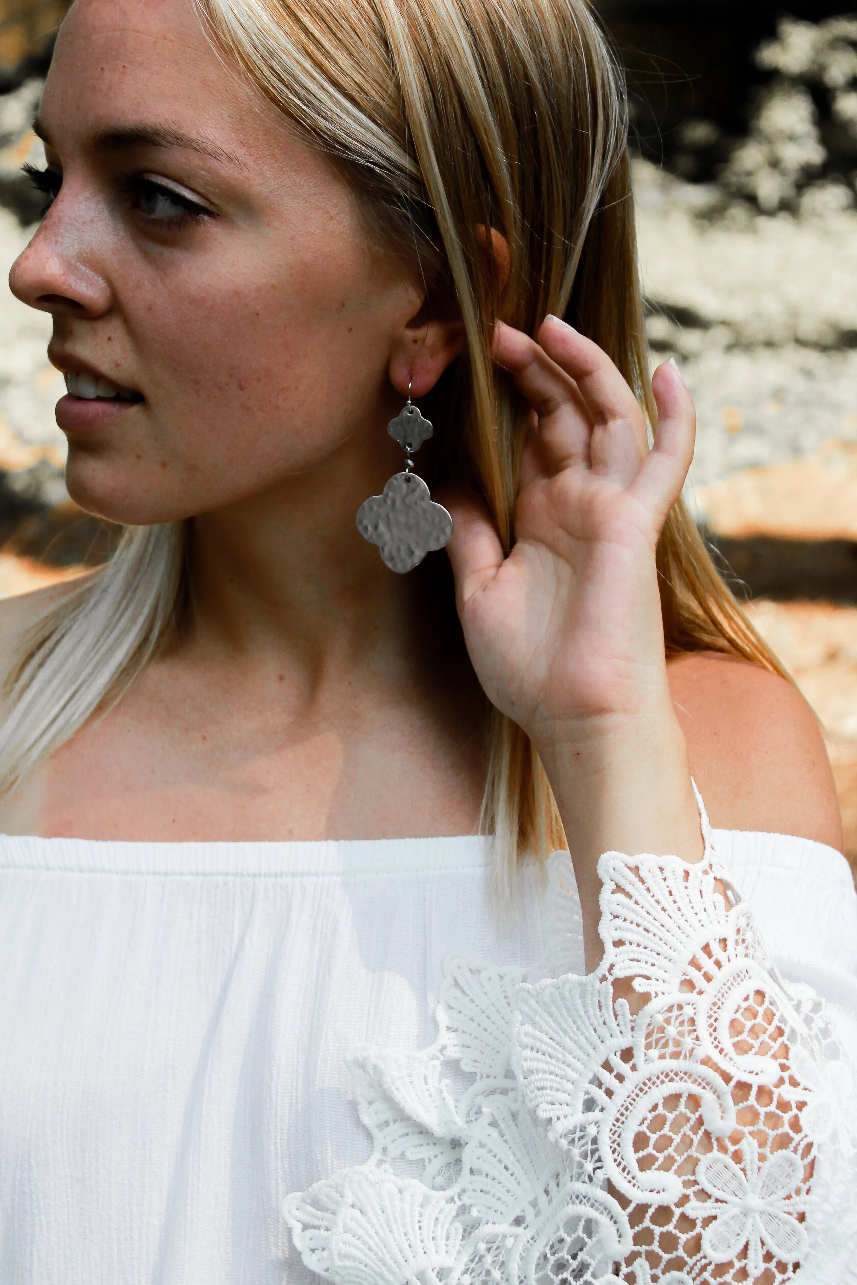 Silver Hammered Earring