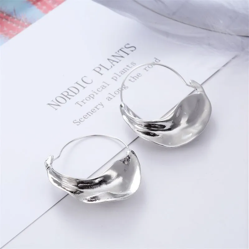 Silver Leaf-Inspired Hoop Earrings jlt11637