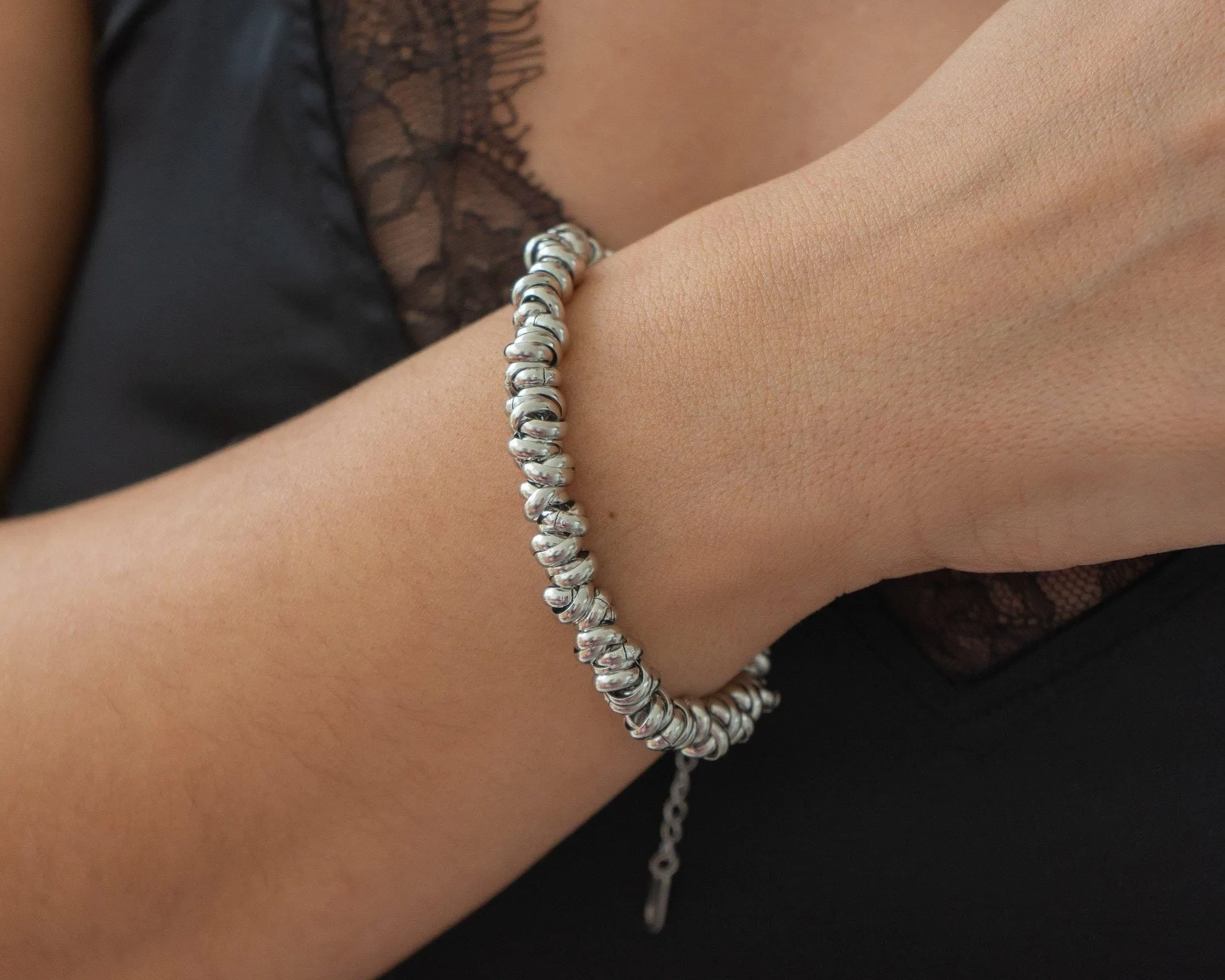 Silver Rings Chain Bracelet