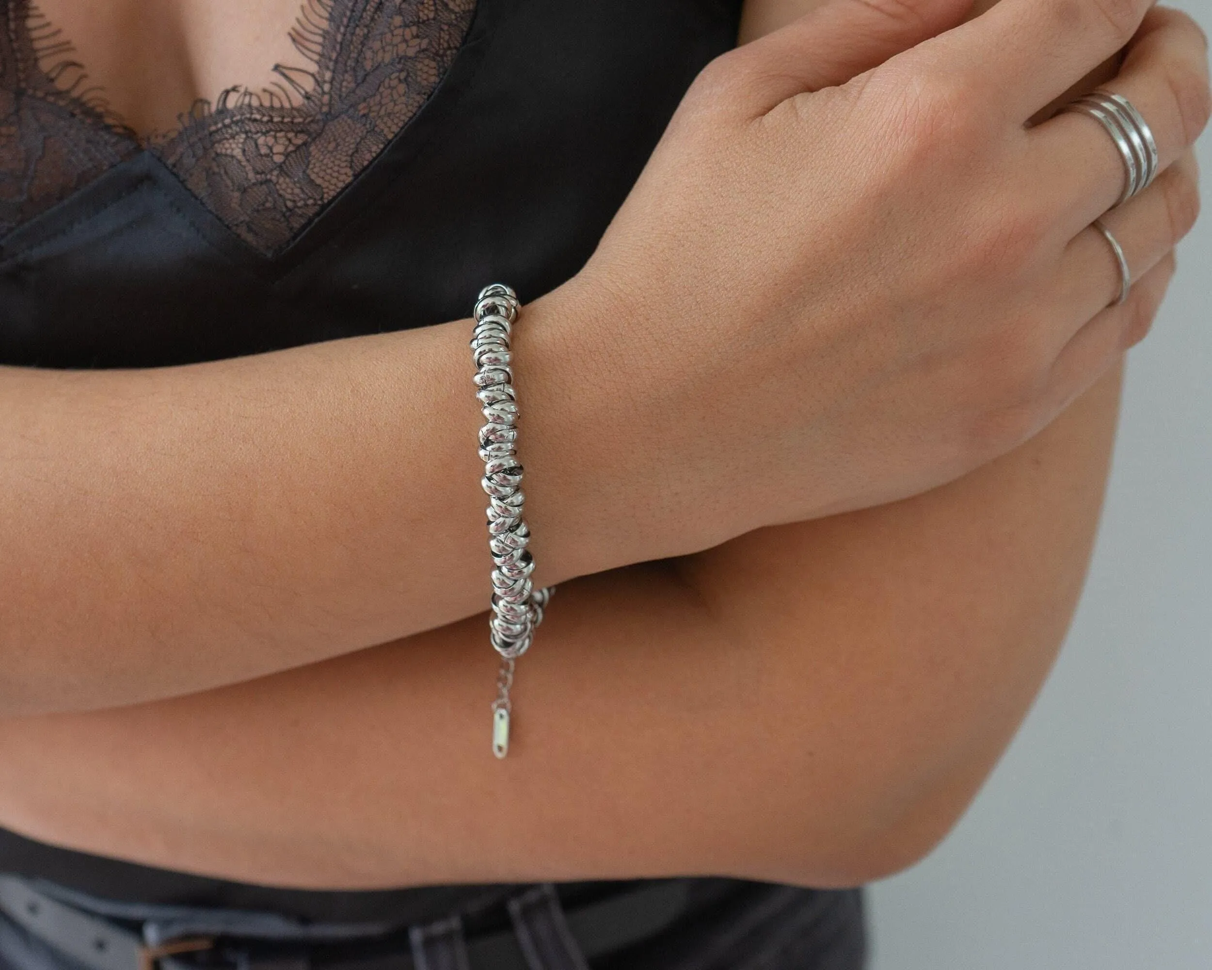 Silver Rings Chain Bracelet