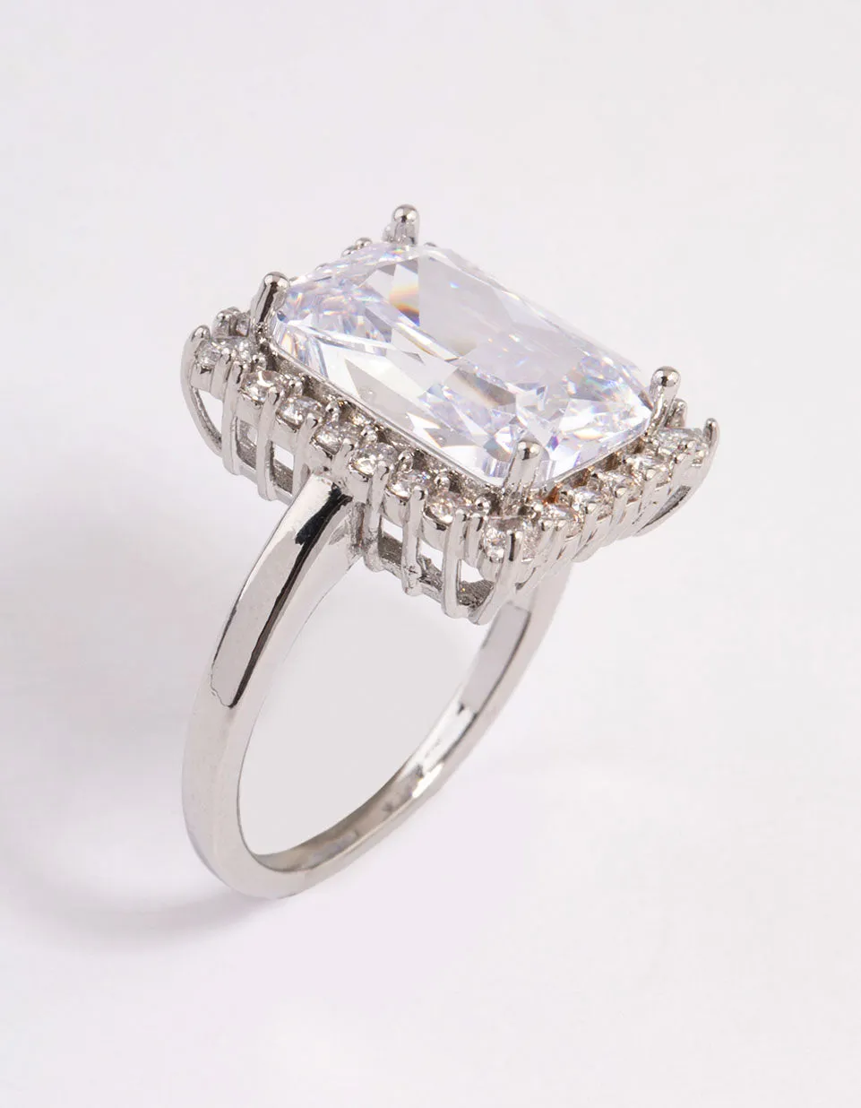 Silver Squared Halo Ring